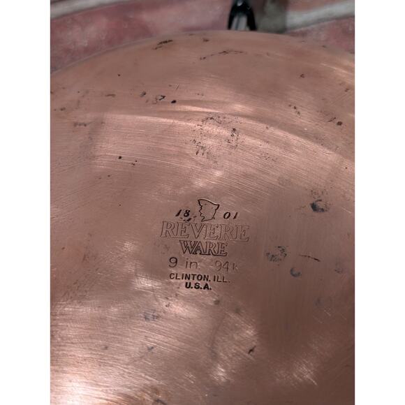 Vintage Revere Ware 9" Inch - 94k Copper Clad Bottom Skillet Sauté Pan ~ No Lid - Picture 4 of 6